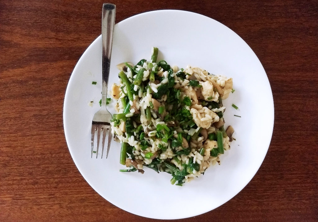 Italian Style Mushroom and Green Beans Risotto